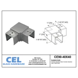 CE90-40X40, Tube to tube 90 degree Elbow for 1 1/2" x 1 1/2" slotted tube — CE90-40X40 — Brushed Stainless Steel