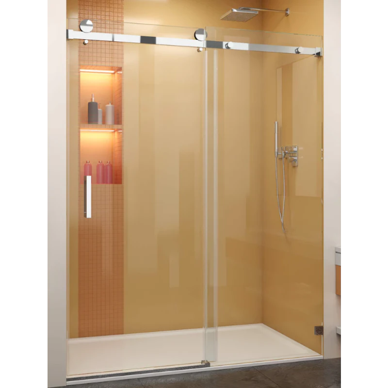 CSS05 single-sliding glass shower door with square rail and handle