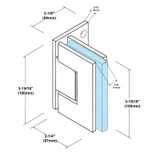 CV1E344, Adjustable Wall Mount Offset Back Plate Hinge for Shower Door