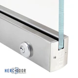 R25S12 with lock, FHC 2-1/2" Low Profile Square Door Rail With Lock For 1/2" Glass - 35-3/4" Length — R25S12L — Brushed Stainless