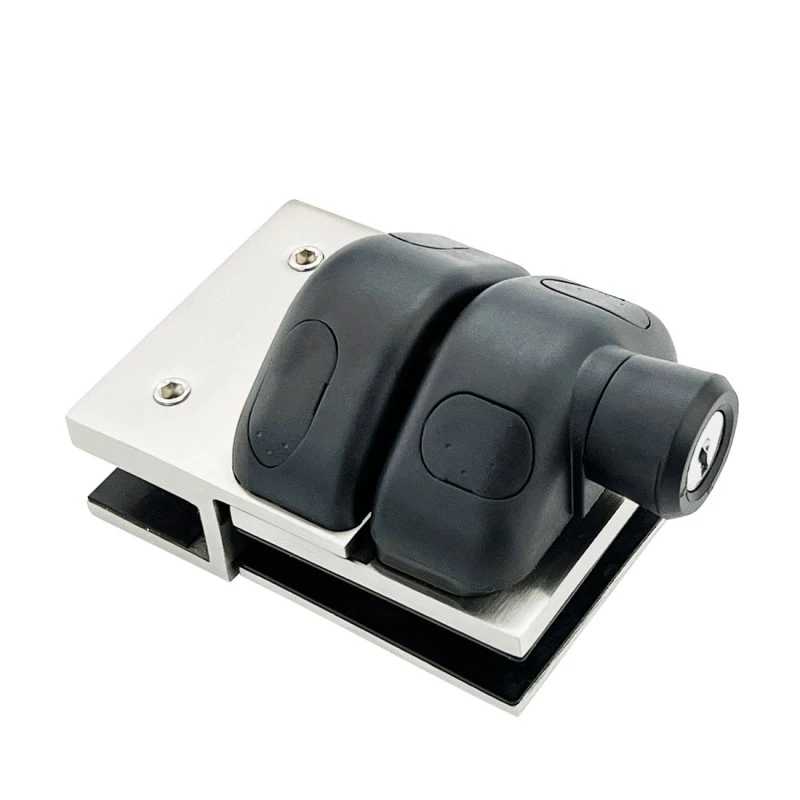 CY12-M, Swimming Pool 180 Degree Glass-to-Glass Gate Latch, Door Lock With Key For 3/8"-5/8" Glass Thickness — CY12-M — Polished Stainless Steel