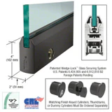 DR4T12SL,CRL 1/2" Glass 4" Tapered Door Rail With Lock - 35-3/4" Length — DR4TDU12SL — Black Bronze Anodized