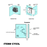CY03M Swimming Pool Glass to Glass 90° Gate Latch w. Door Lock-With Key For 3/8"-5/8" Glass Thickness — CY03L-M — Left Hand — Polished Stainless Steel