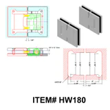 HW180, 180° Glass-to-Glass Hydraulic Hinges Set for 3/8" ~1/2" Glass (1 Spring & 1 Hydraulic)