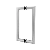 CPH209, Glass Mounted Mitered Corner Style Back to Back Pull Handle- Stainless steel 304 tube in 1.5mm — CPH209-12X12 — Brushed Stainless Steel — 12"