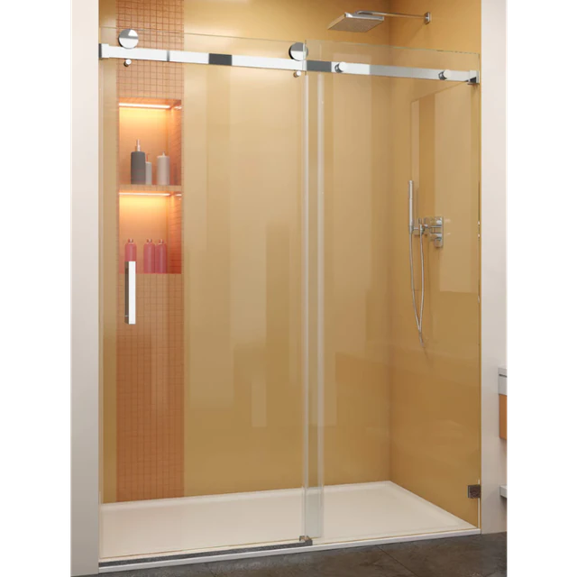 CSS05 single-sliding glass shower door with square rail and handle