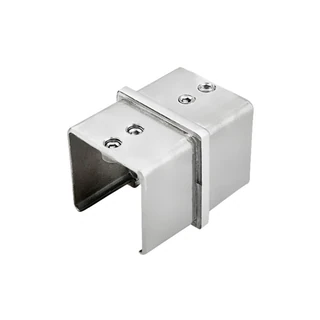 CC180-40X40, Tube to tube 180 degree connector for 1 1/2" x 1 1/2" slotted tube, Square — CC180-40X40 — Polished Stainless Steel