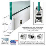 DR4T12SL,CRL 1/2" Glass 4" Tapered Door Rail With Lock - 35-3/4" Length — DR4TPS12SL — Polished Stainless Stee