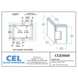 CGEN045, 135 Degree Glass to Glass Hinge for Frameless Shower Door