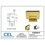 CGEN574, 5 Degree Pre-Set, Wall Mount Short Back Plate Hinge for Frameless Shower Door — CGEN574
