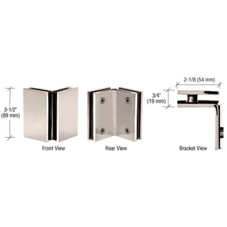 CGE090PN,Polished Nickel Glass-to-Glass Bracket — CGE090PN
