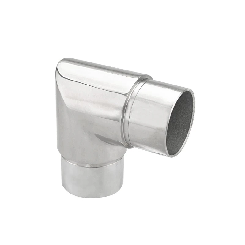 CL90-424, 90° 2-Way Elbow Connector for 1-1/2″ OD Round Tube — CL90-424 — Polished Stainless Steel