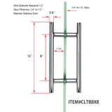 CLTB, Ladder Style Back to Back Pull Handle — CLTB8X8