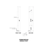 CSPF42, Square Post 42" Height, hole Ø2" (Post Only, Not Include Glass Clamp) — CSPF42 — Brushed Stainless Steel — MIDDLE