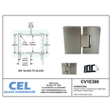 CV1E380, Adjustable 180 Degree Glass to Glass Hinge for Shower Door — CV1E380