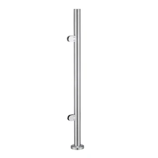 CRPF42, 42" Height Round Post hole Ø 2"(Post Only, Not Include Glass Clamp) — CRPF42E — Brushed Stainless Steel — END
