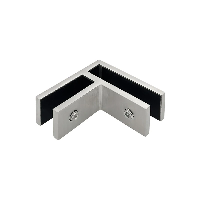 CGTG90, 90 degree corner Railing clamp, glass to glass — CGTG90 — Brushed Stainless Steel