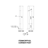 CRPF42, 42" Height Round Post hole Ø 2"(Post Only, Not Include Glass Clamp) — CRPF42L — Brushed Stainless Steel — CORNER