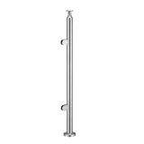 CRPH42, Round Post For Handrail Ø2", 42" Height, Heavy Duty (Post Only, Not included Glass Clamp) — CRPH42E — Brushed Stainless Steel — END