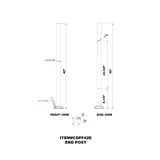 CSPF42, Square Post 42" Height, hole Ø2" (Post Only, Not Include Glass Clamp) — CSPF42 — Brushed Stainless Steel — END