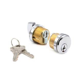 PF215CT, FHC Keyed Cylinder/T-Turn For Use With Patch Lock — PF215CT — Polished Stainless Steel