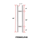 CLP Ladder Style, Back-to-Back Pull Entrance Door Handle, Stainless Steel 304 Tube in 1/16" Thickness — CLP48 — Polished Stainless Steel — CLP48
