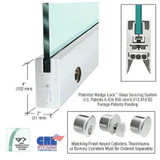 DR4S with Lock, CRL 1/2" Glass 4" Square Door Rail with lock - 35-3/4" Length — DR4SSA12SL — Satin Anodized