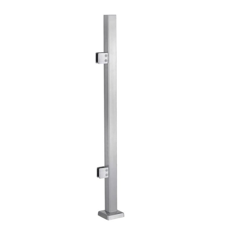 CSPF42, Square Post 42" Height, hole Ø2" (Post Only, Not Include Glass Clamp) — CSPF42 — Brushed Stainless Steel — END
