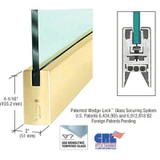 DR4S without lock, CRL 1/2" Glass 4" Square Door Rail without lock - 35-3/4" Length — DR4SPB12S — Polished Brass