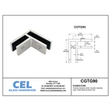 CGTG90, 90 degree corner Railing clamp, glass to glass — CGTG90 — Brushed Stainless Steel