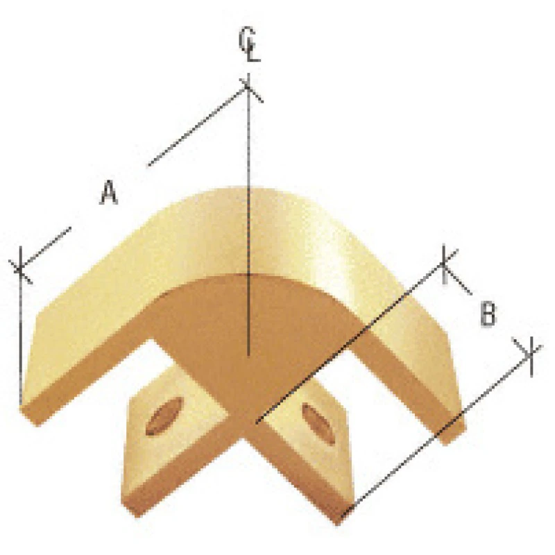 E238, Chrome 2-Way 90 Degree Standard Connector for 3/8" Glass — E238GA — Gold Anodized