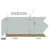 CSPF42, Square Post 42" Height, hole Ø2" (Post Only, Not Include Glass Clamp)